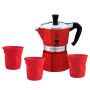 Bialetti Percolator Moka Express rouge 3 tasses + 3 tasses